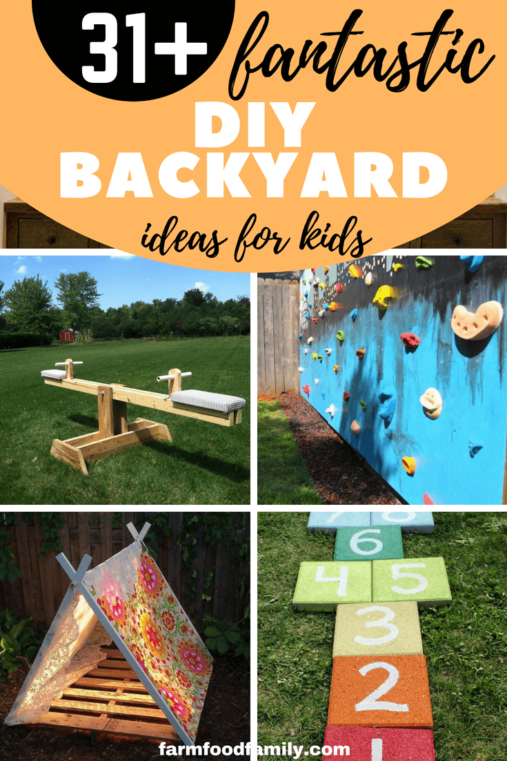 Summer is just around the corner, to help your child have a meaningful summer with educational games. We've gathered these 31 exciting diy backyard ideas so your kids can play and relax as well. #kids #kidsactivities #diy #backyard #farmfoodfamily