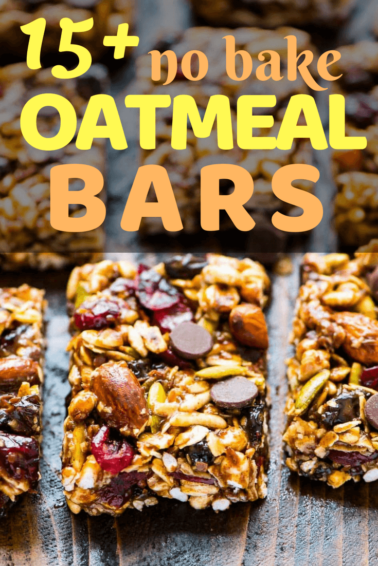 Over 15 of the Best No-Bake Oatmeal Bars Desserts - including chocolate, peanut butter, banana, and more! #desserts #dessertrecipe #nobakedessert #nobake #nobakebars