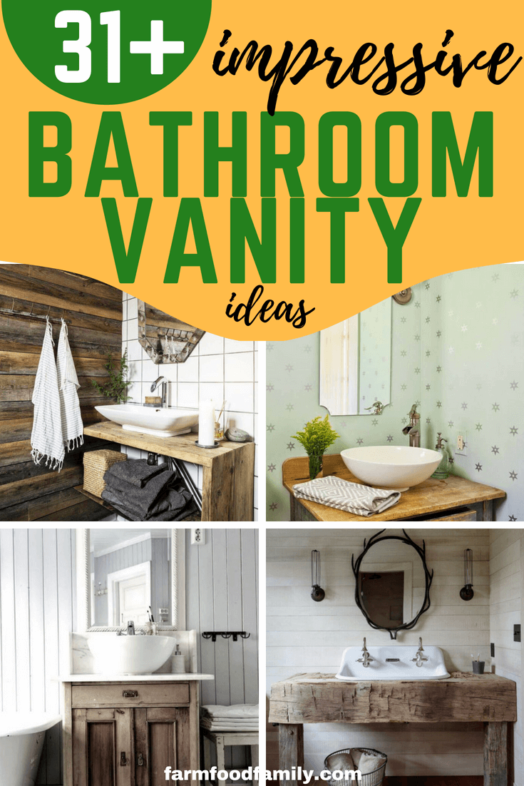 Looking for a bathroom vanity idea for your farmhouse? Luckily, we have curated 33+ unique and simple farmhouse bathroom vanity ideas to help you take your bathroom from drab to that rustic farmhouse dream. #bathroom #bathroomideas #bathroomdesign #rusticfarmhouse #farmfoodfamily