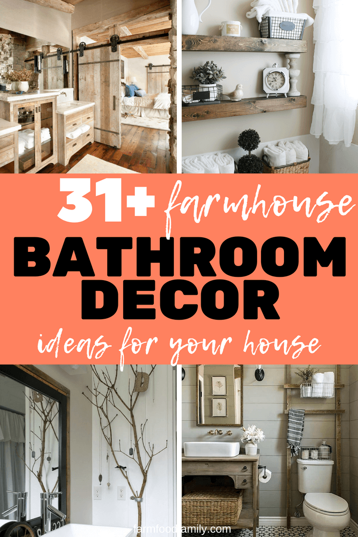 Here we've gathered 31+ stunning farmhouse bathroom decor ideas can help. You will find everything to transform your bathroom on budget and style. #farmhouse #bathroomdecor #bathroomideas #farmfoodfamily