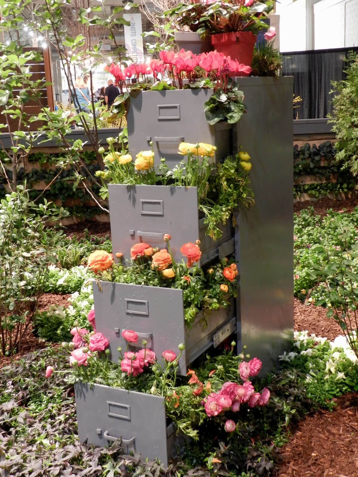 Fancy File Cabinet Turned Flower Tower
