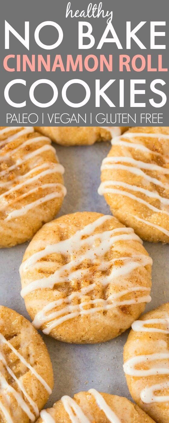 Healthy No Bake Cinnamon Roll Cookies (Paleo, Vegan, Gluten Free)