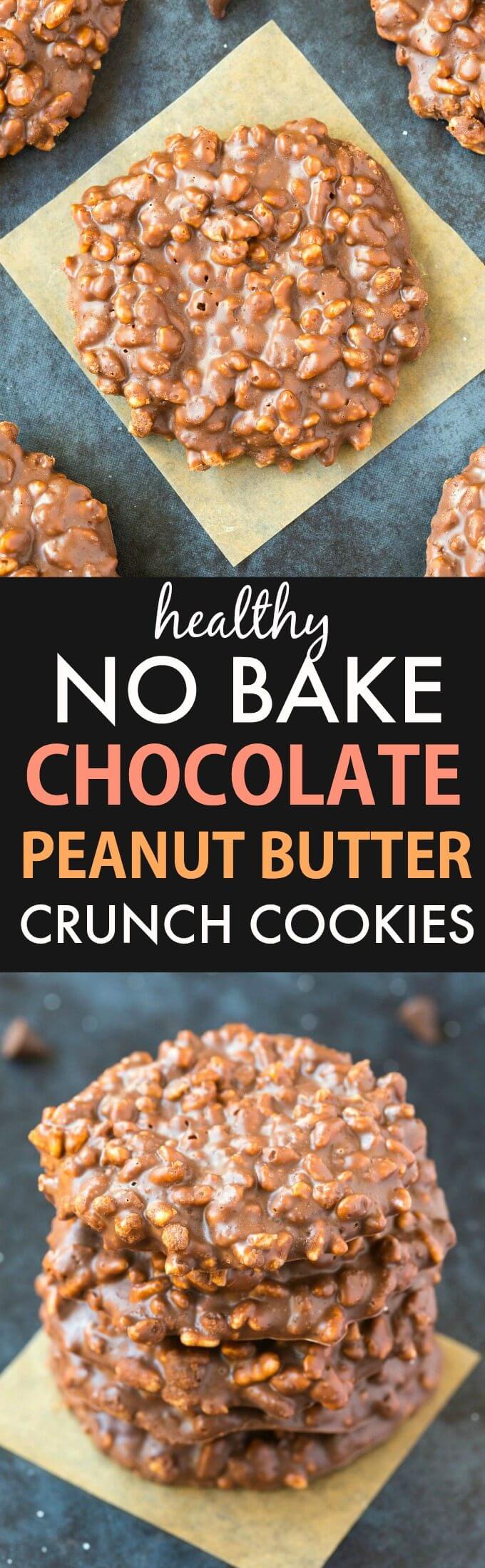 Healthy No Bake Chocolate Peanut Butter Crunch Cookies