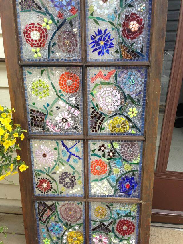 Floral Mosaic Window Garden Art