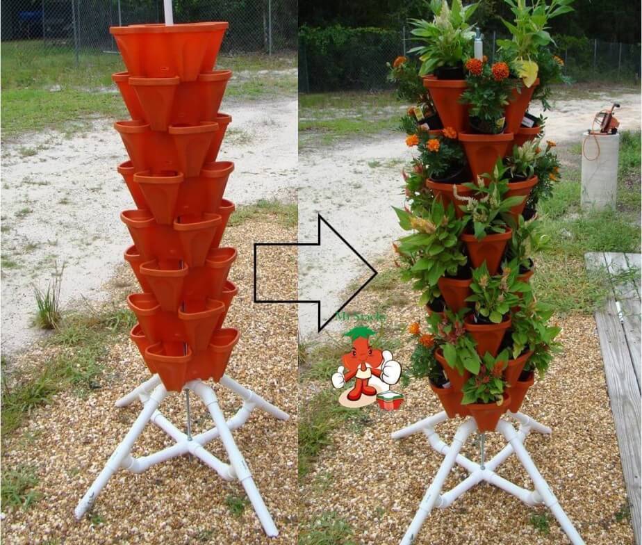 DIY Flower Towers Ideas: The Green Tower for Flowers and Herbs