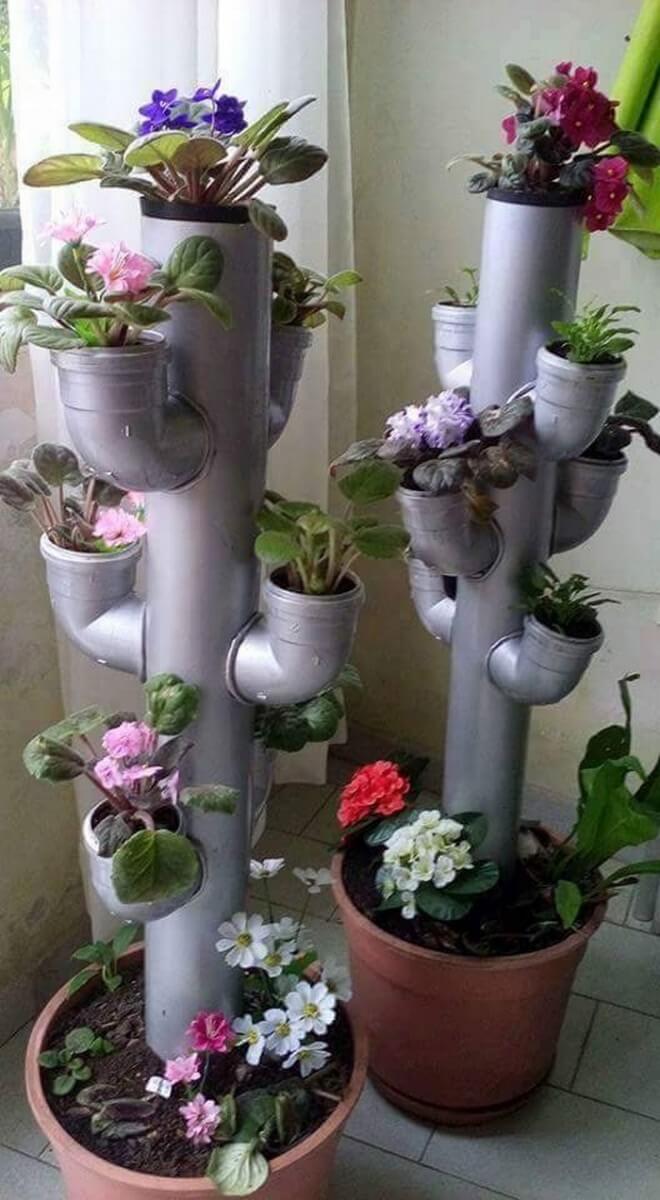 DIY Flower Towers Ideas: Creating a Cactus Tower from Pipes