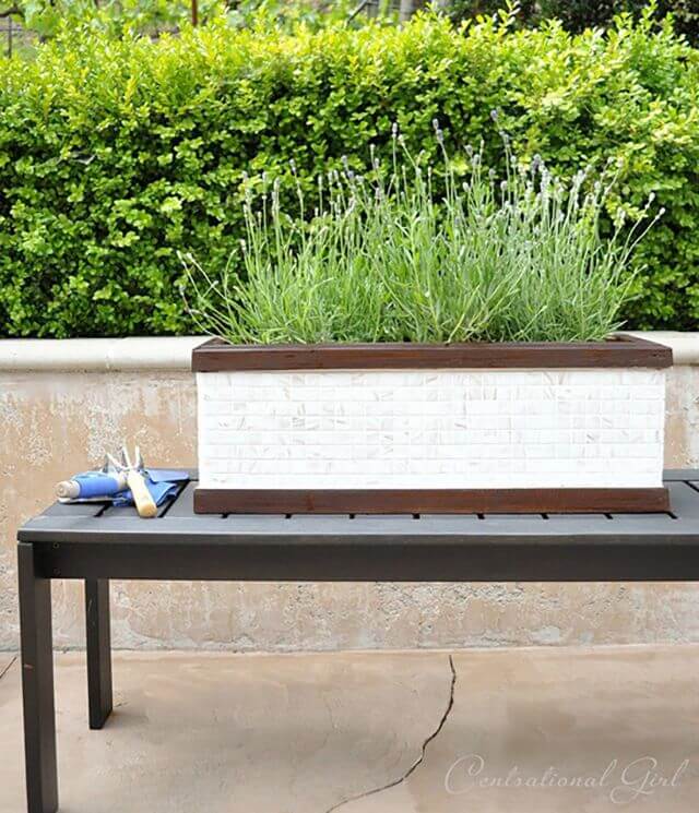 Simple Mosaic Garden Planter Box
