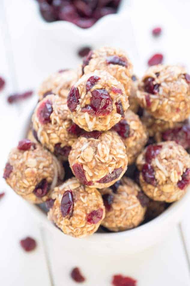 No Bake Cranberry Energy Bites with Coconut