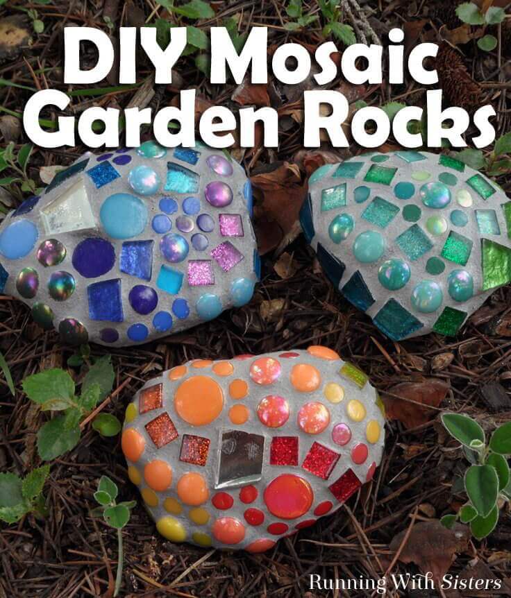 DIY Mosaic Garden Rock Decorations