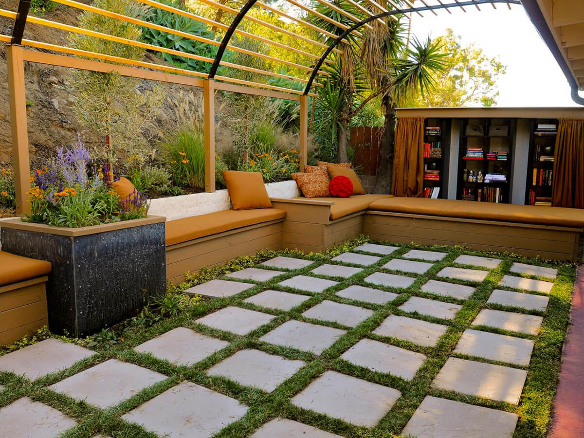 DIY Pergola Ideas: Greenhouse Design Pergola With Checkerboard Flooring