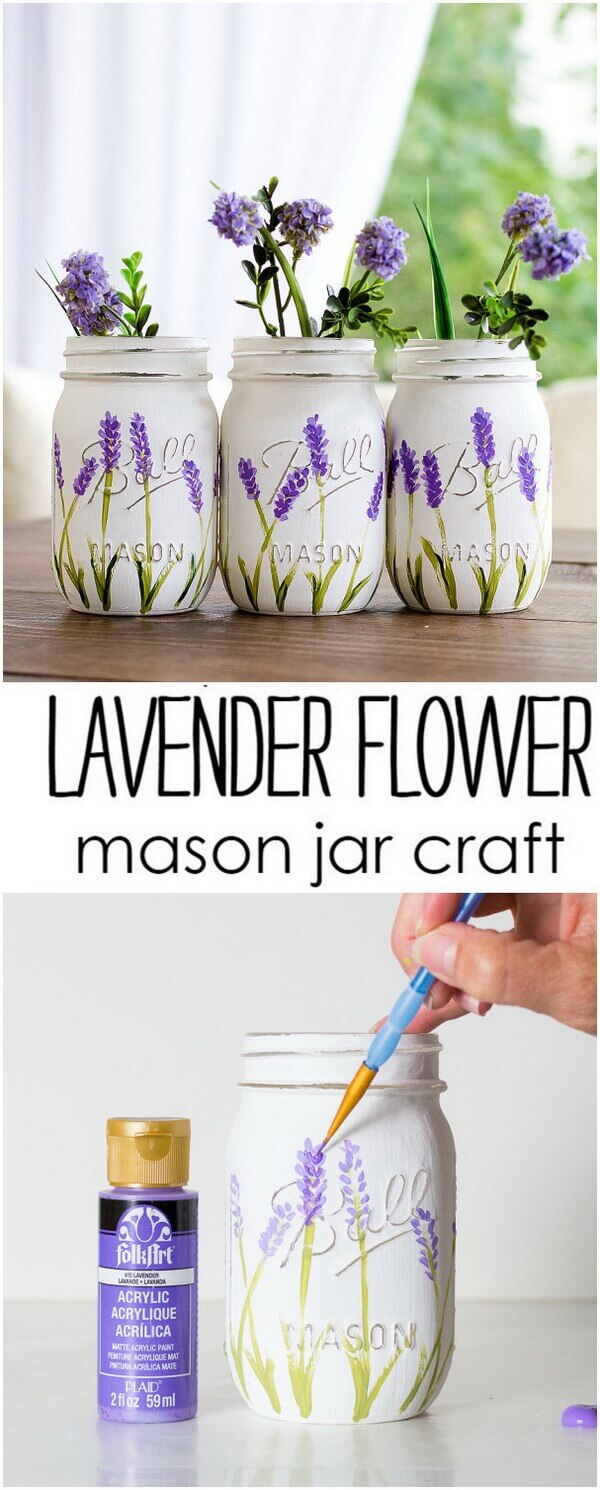 Easy Lavender Flower Painting Idea | Beautiful DIY Mason Jar Flower Arrangements Ideas