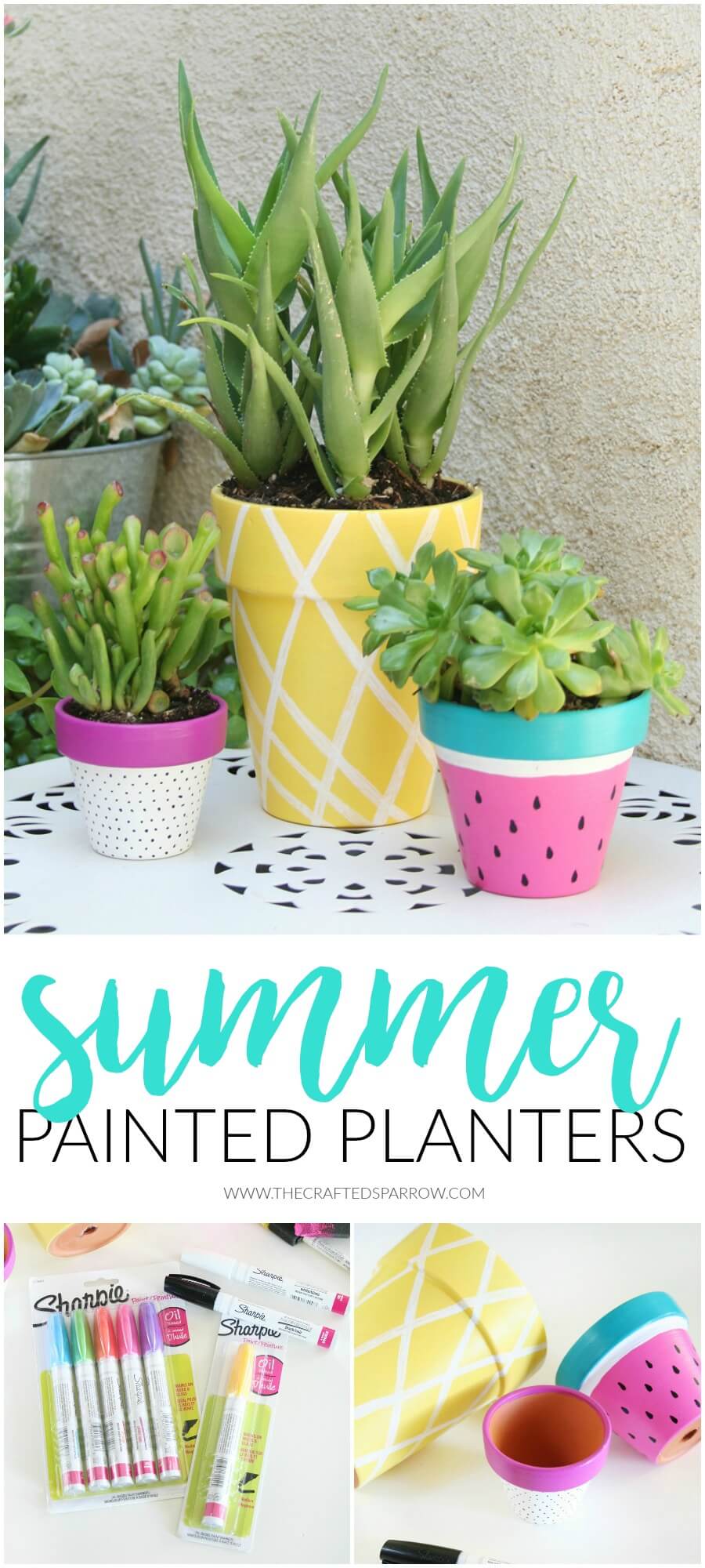 Painted Pots in Fruit and Pastels | DIY Painted Garden Decoration Ideas