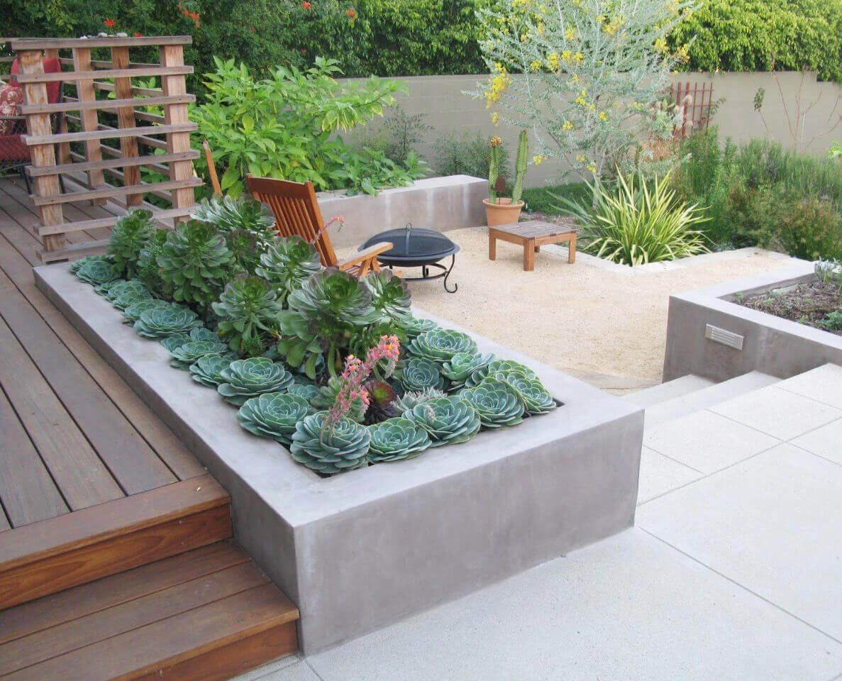 DIY Concrete Built-In Deck Planter
