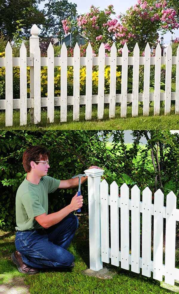 DIY Fence Ideas: DIY Classic White Picket Fence