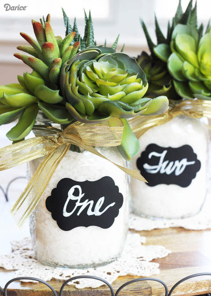 White Paint Inside and Chalkboard Labels | Beautiful DIY Mason Jar Flower Arrangements Ideas