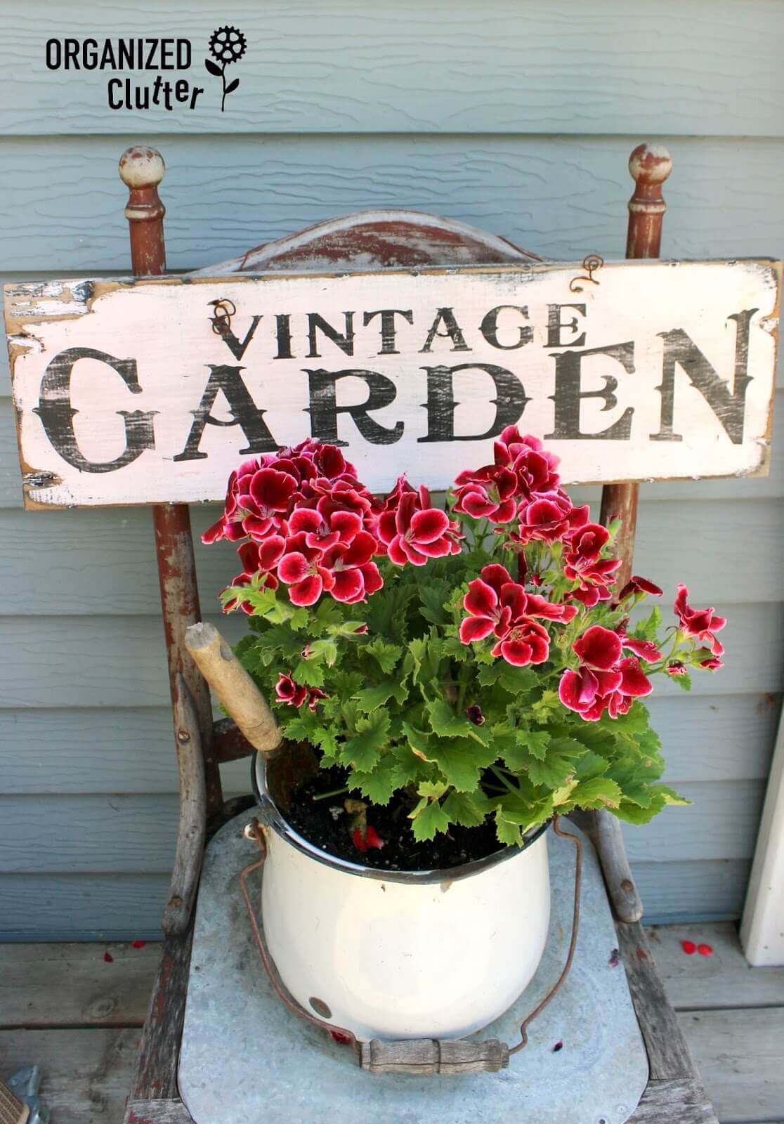 Vintage Sign on a Reclaimed Chair | Funny DIY Garden Sign Ideas