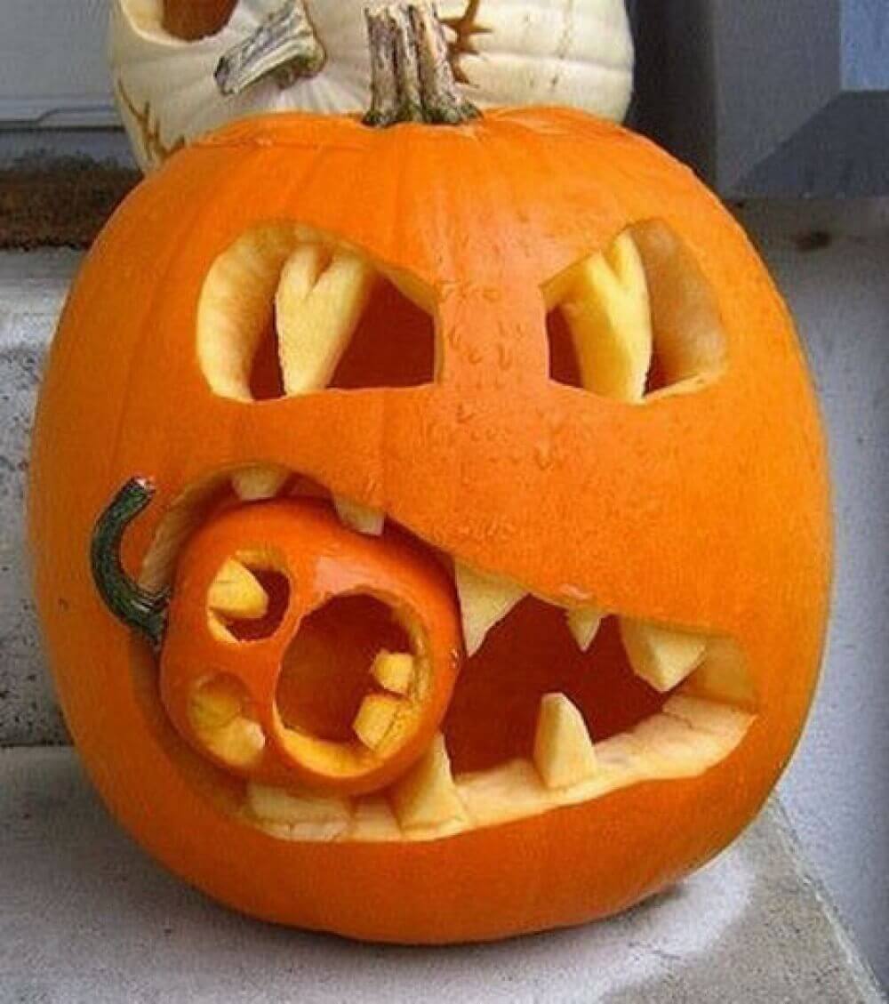 DIY Pumpkin Carving Ideas: Hungry Monster