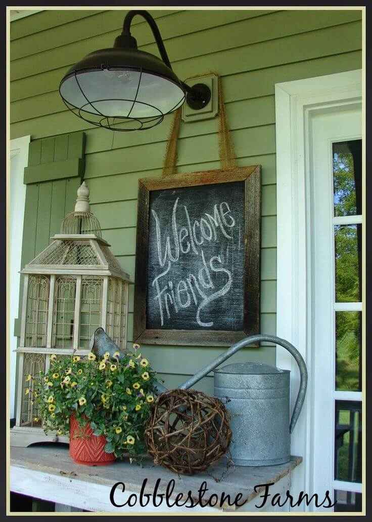 Welcome Friends with Industrial Lighting | Vintage Porch Decor Ideas
