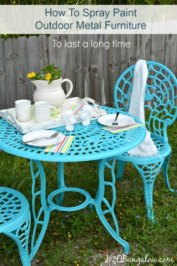 Sky Blue Table for Two | DIY Painted Garden Decoration Ideas