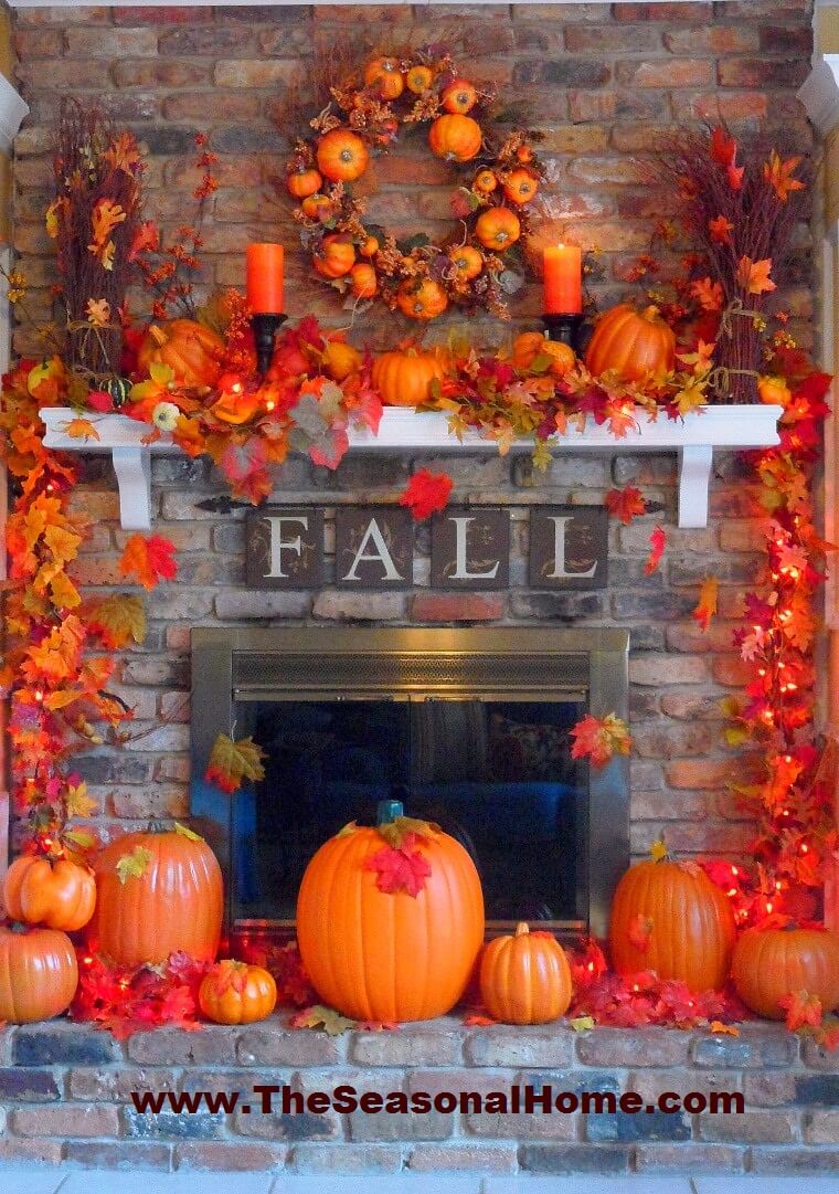 Pumpkins and Fall Go Together Perfectly | Fall Mantel Decorating Ideas For Halloween