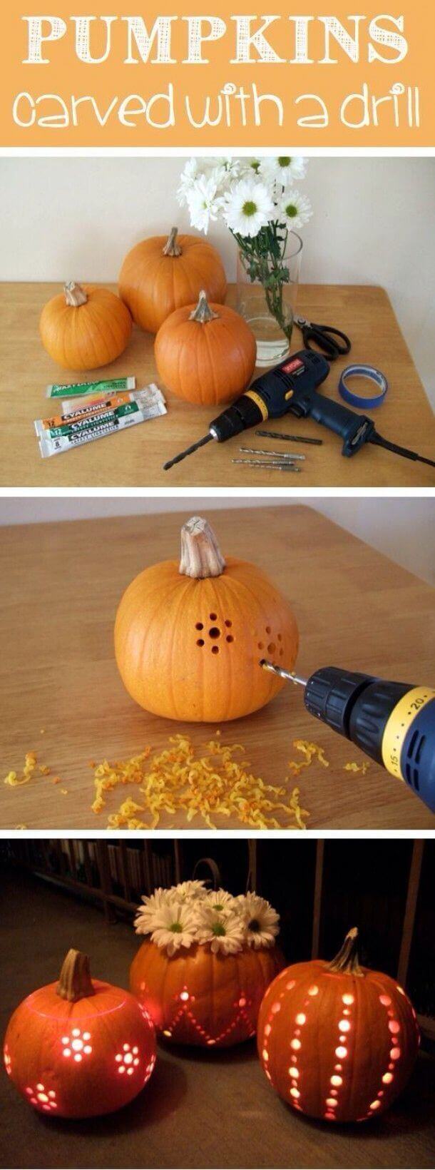 DIY Pumpkin Carving Ideas: Carve Your Pumpkins With A Drill