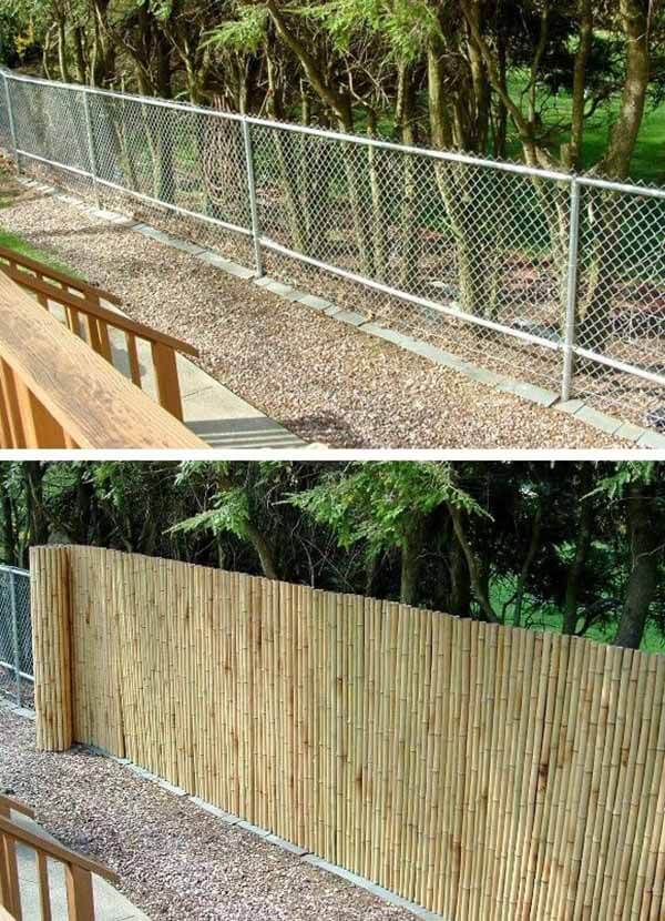 DIY Fence Ideas: Bamboo Camouflage Cover for Chainlink Fence