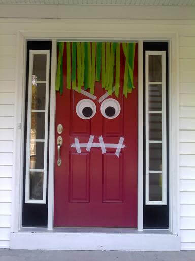 Halloween Front Door Decoration Ideas: Googly Eye Monster
