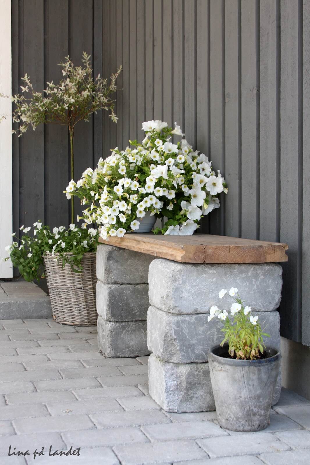 Outdoor DIY Bench Ideas: Stone-Henge Garden and Patio Bench