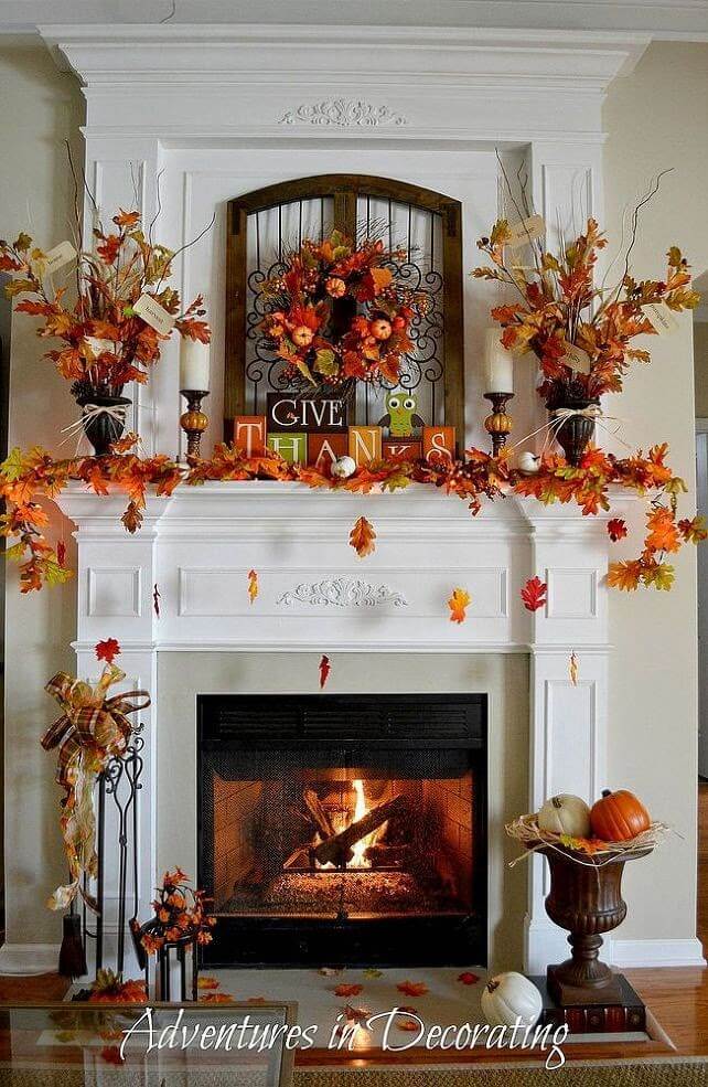 Thanksgiving at a Glance | Fall Mantel Decorating Ideas For Halloween