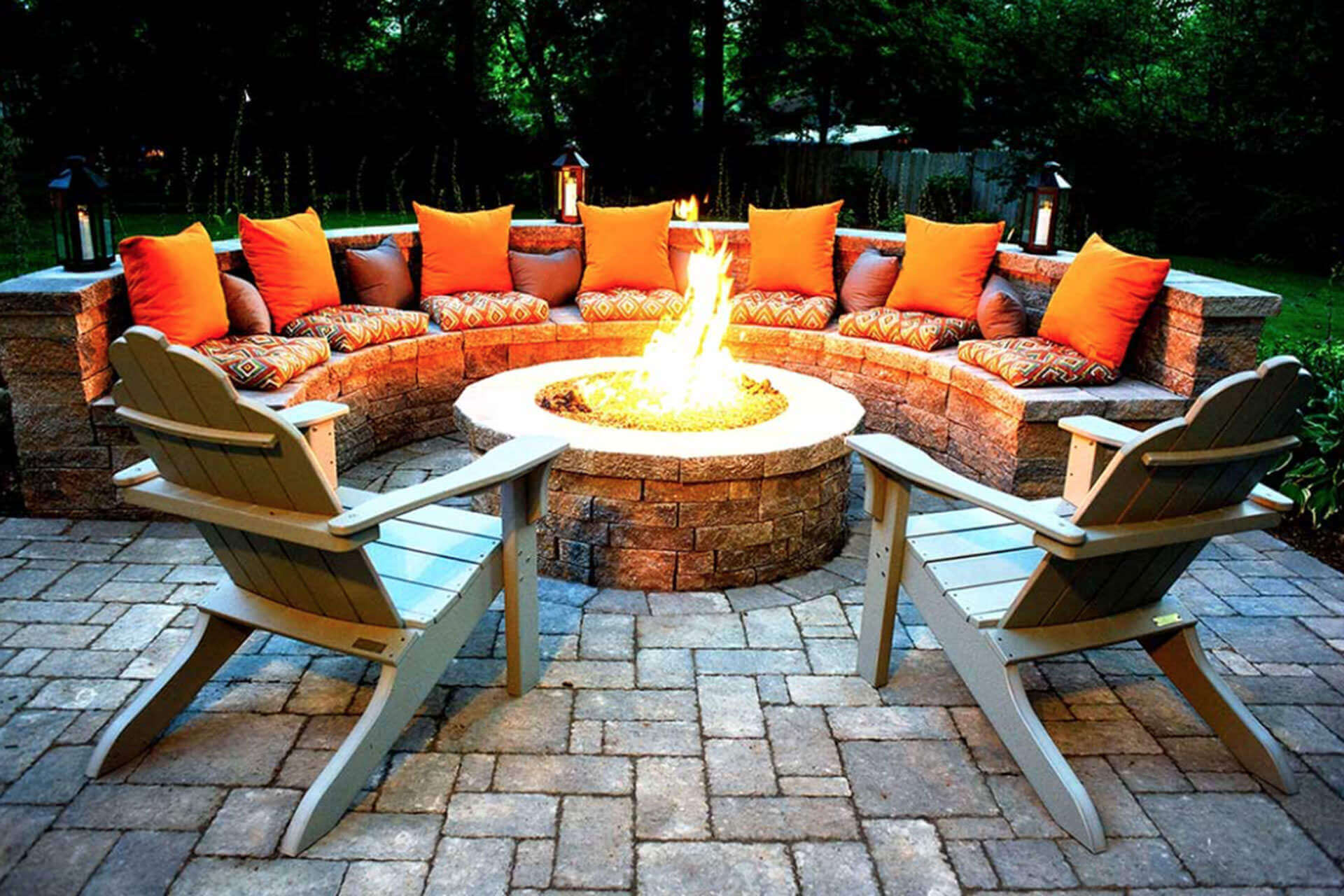 Orange Glowing Round Firepit Area Idea | Awesome Firepit Area Ideas For Your Outdoor Activities