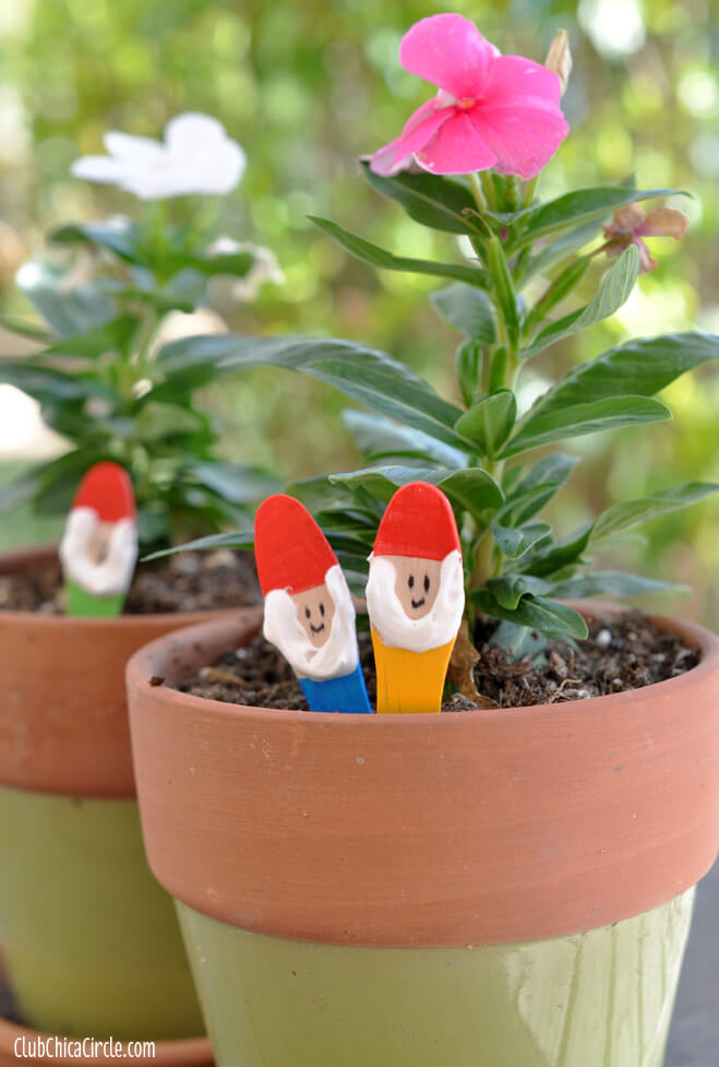 The Gnomes Peek from the Flower Pots | DIY Painted Garden Decoration Ideas
