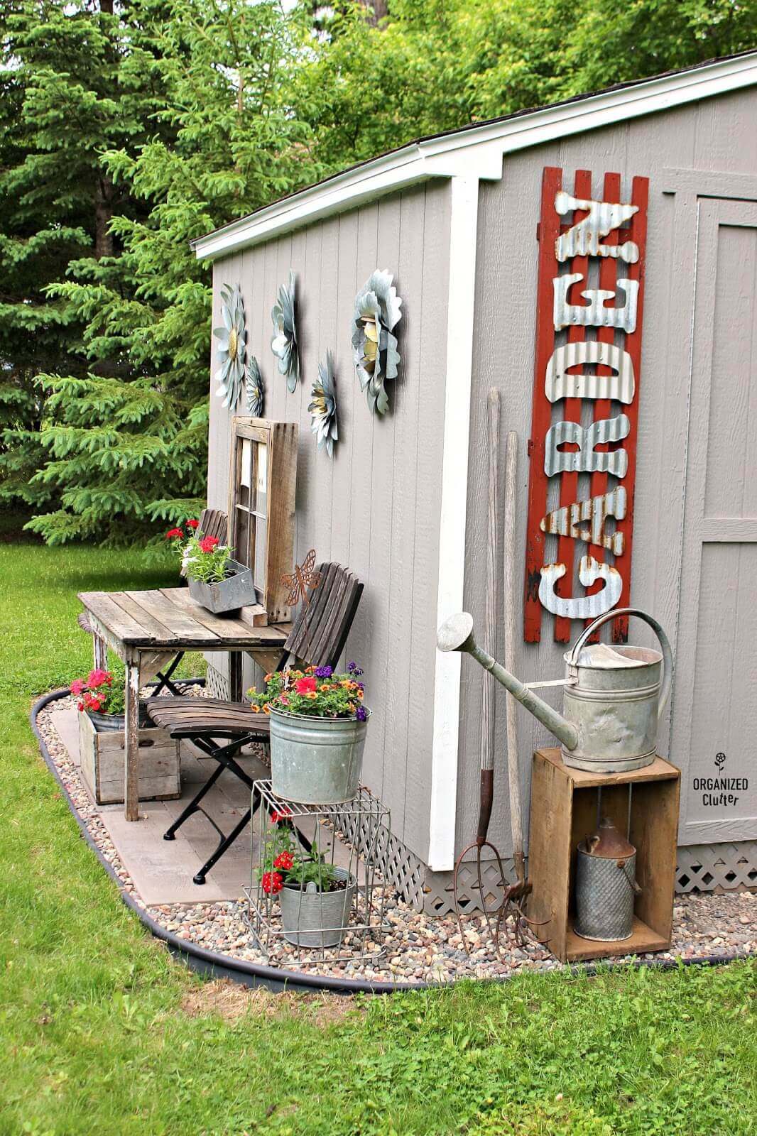 Bold Corrugated Letters on the Shed | Funny DIY Garden Sign Ideas