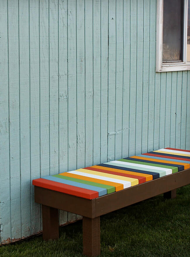 Outdoor DIY Bench Ideas: Colorful Taste of Central America Bench