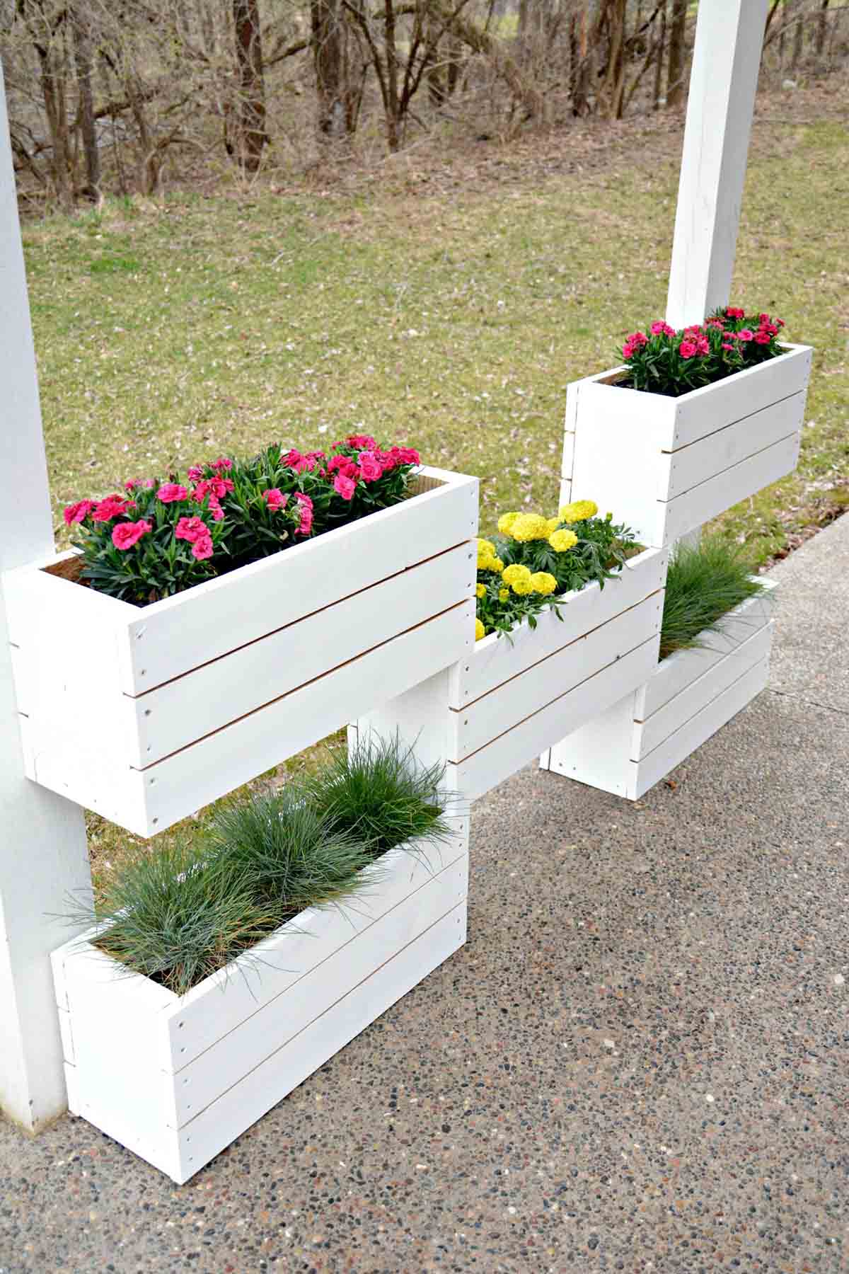 DIY Tiered Wood Flower Boxes