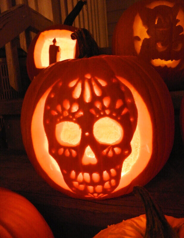 DIY Pumpkin Carving Ideas: Sugar Skull