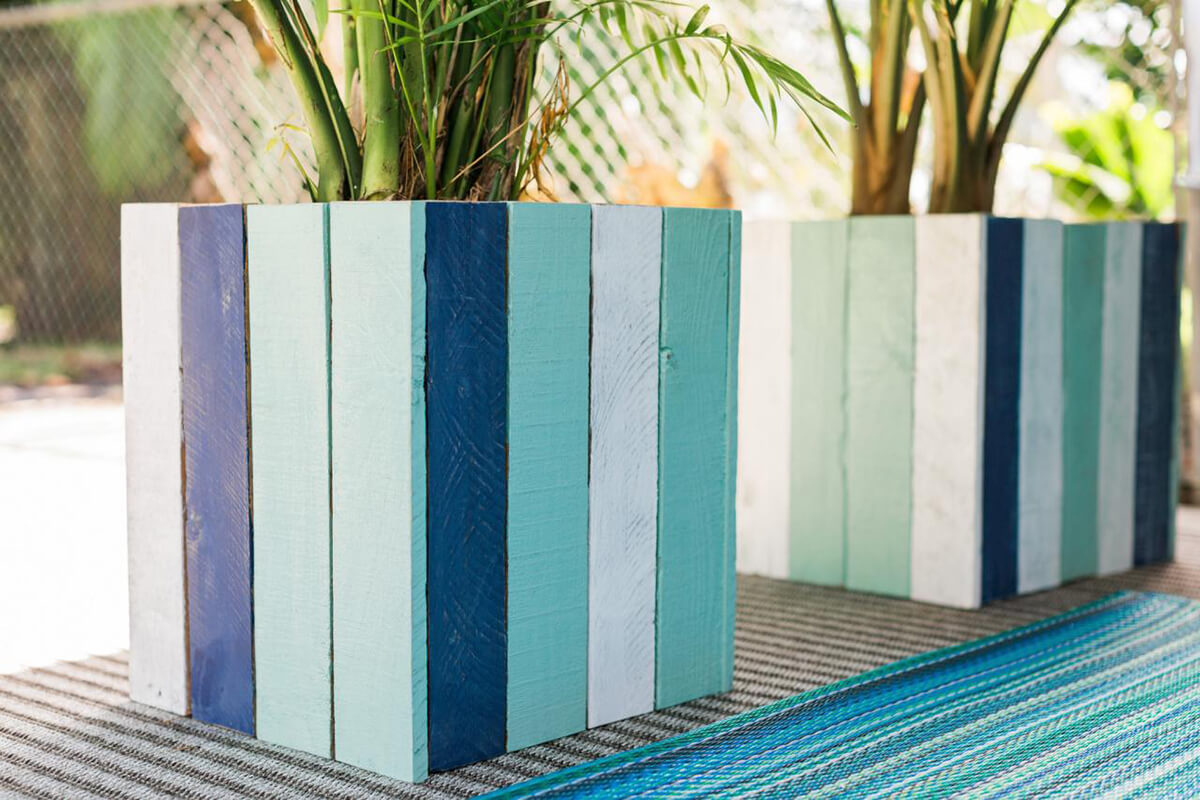 Pretty Painted Wood Planter Boxes