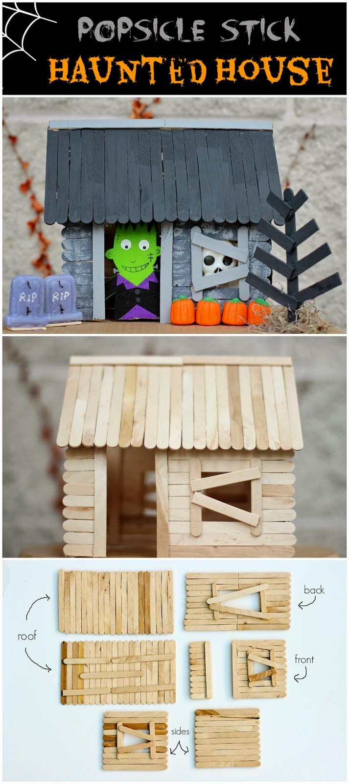 Haunted Halloween Craft Stick Cottage | Fun & Creative DIY Halloween Crafts for Kids