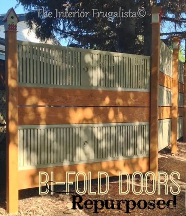 DIY Fence Ideas: Repurposed Bi-Fold Door and Plank Fence