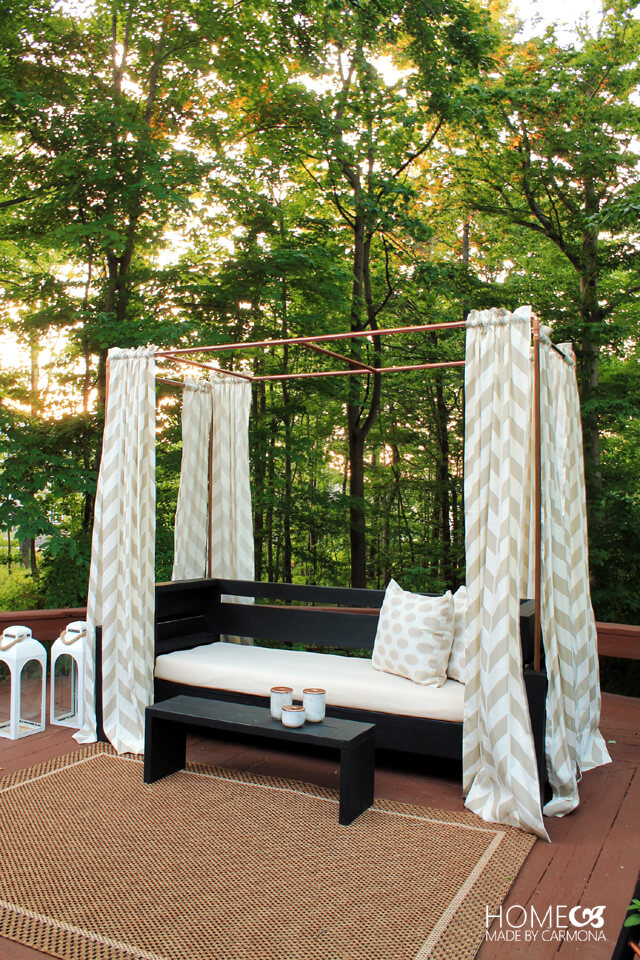 Outdoor DIY Bench Ideas: Exotic and Luxurious Canopy Bench