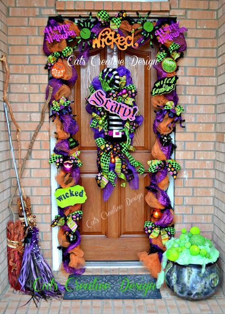 Halloween Door Decoration Ideas: Witch’s Wreath