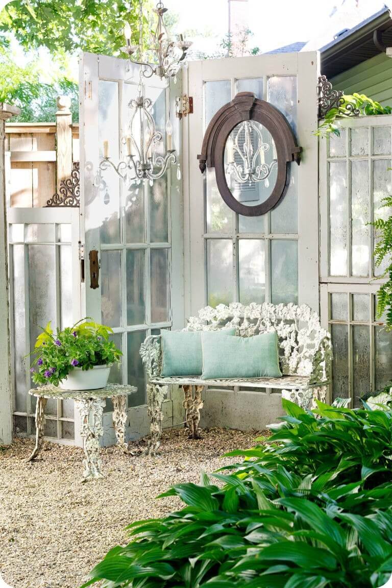 Graceful Garden Corner with Old Doors | Creative Repurposed Old Door Ideas & Projects For Your Backyard