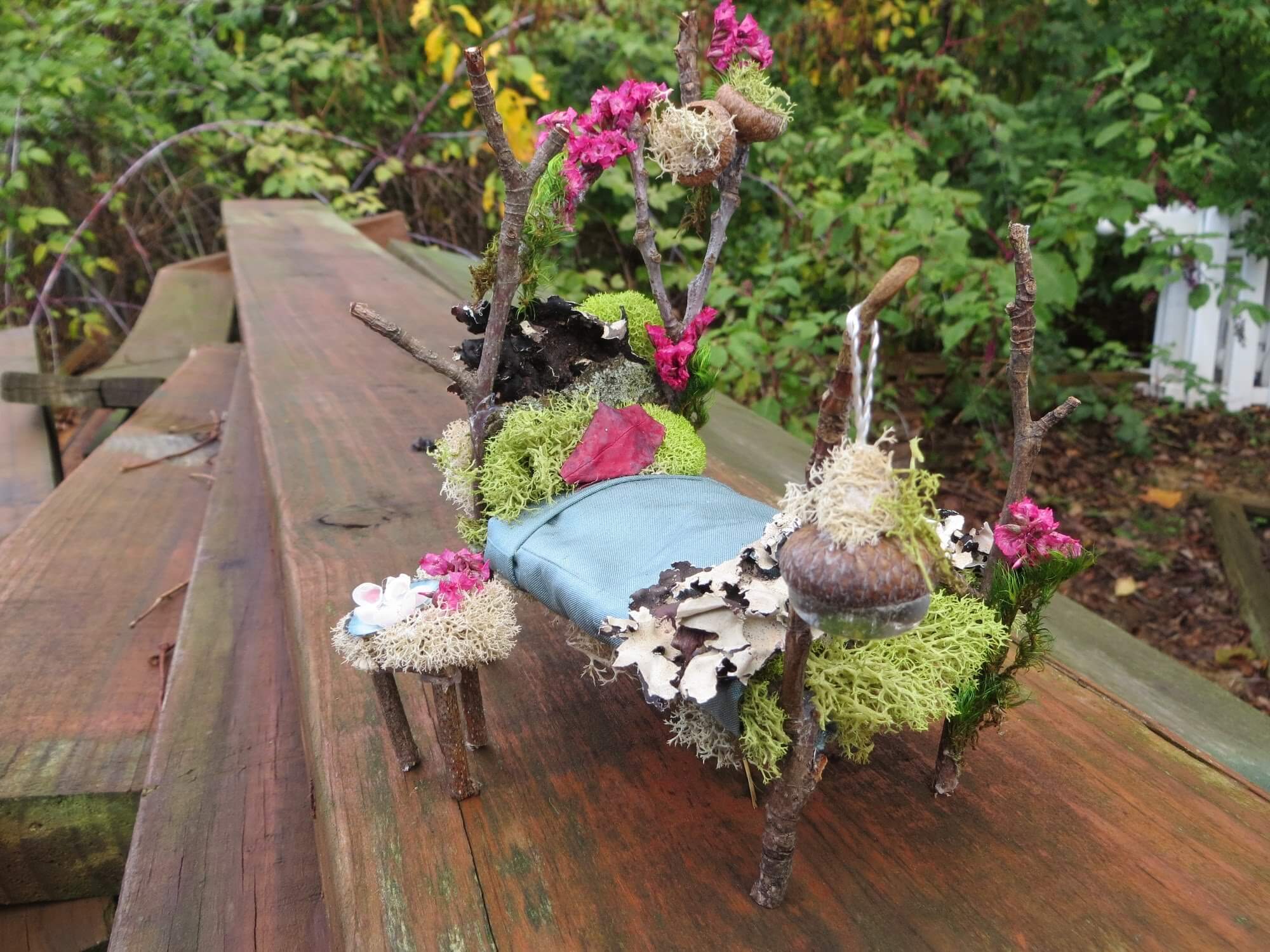 Sweet Dreams Forested Fairy Bed | fairy garden accessories | miniture fairy garden ideas inspiration | homemade fairy garden decorations