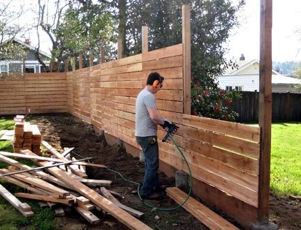 DIY Fence Ideas: Wide Wooden Plank DIY Fence