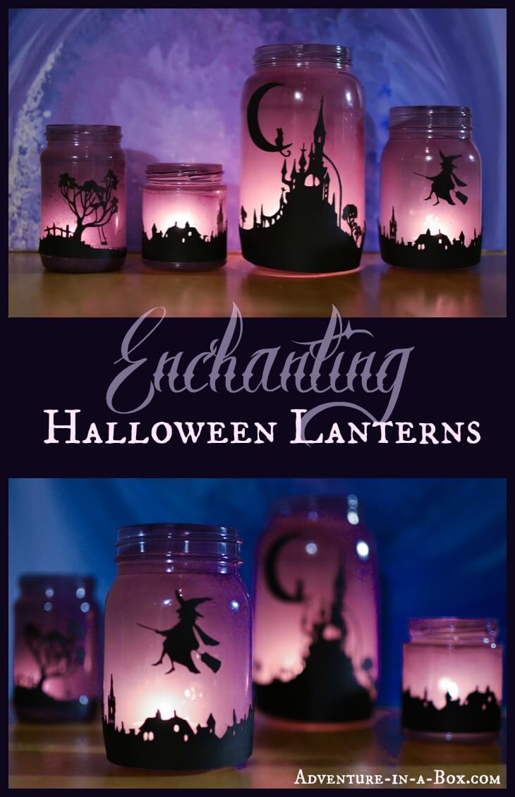 DIY Mason Jar Halloween Crafts: Spellbinding Halloween Silhouette Lanterns