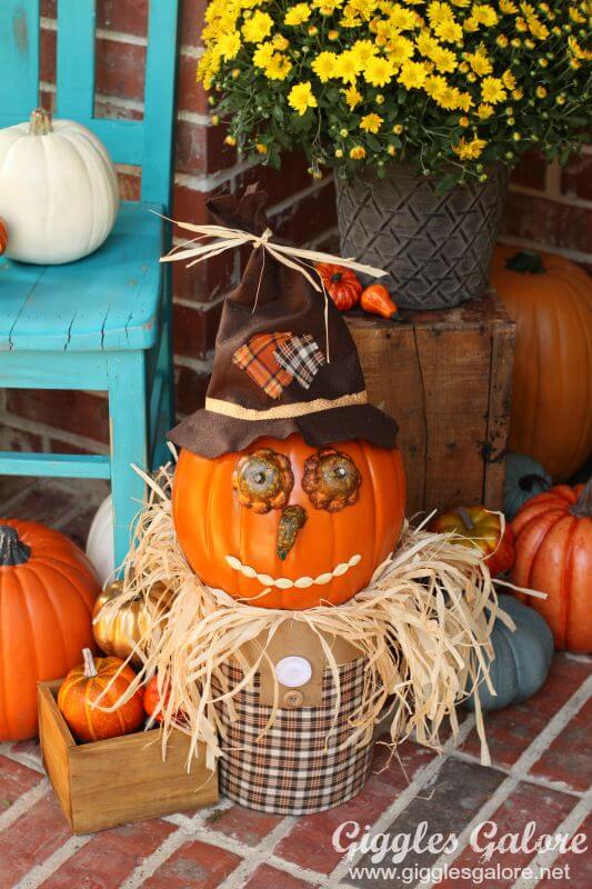 Pumpkin with Personality | Fall Porch Decoration Ideas | Porch decor on a budget