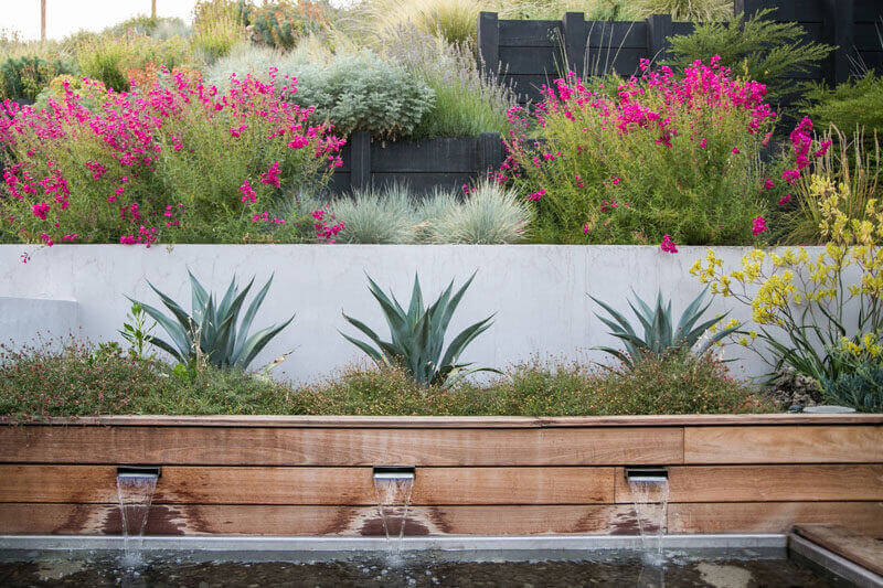 Built-In Planters with Water Feature
