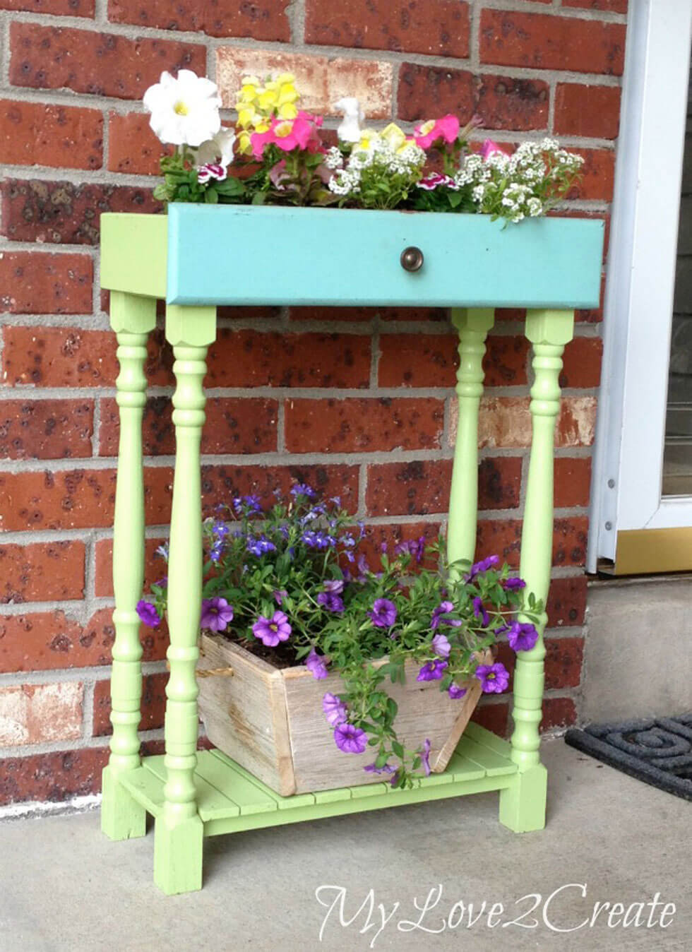 Repurposed Drawer and Table Legs Planter
