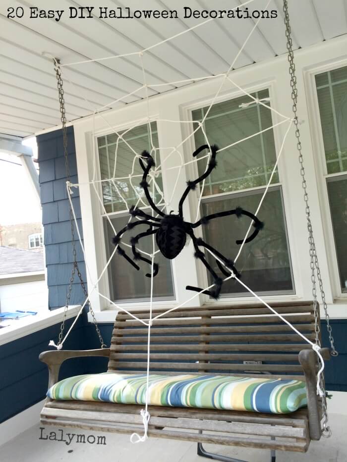 Spider on the Swing | Scary DIY Halloween Porch Decoration Ideas | vintage halloween porch