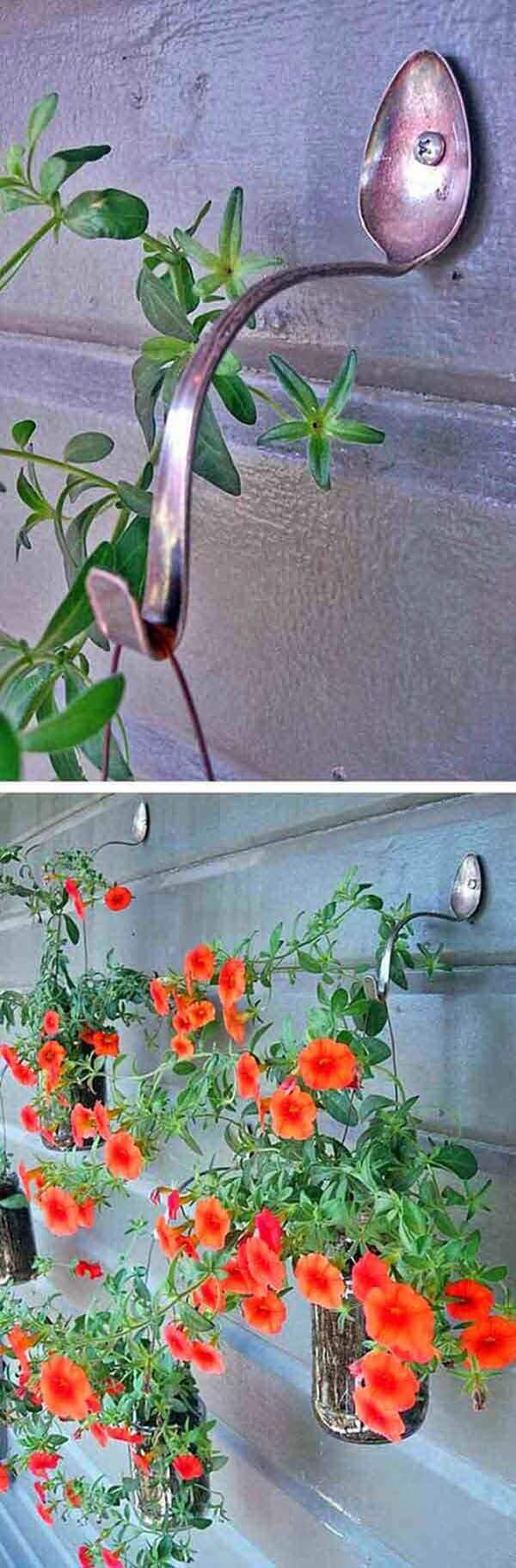 Hanging Basket Hooks Made From Spoons | DIY Outdoor Hanging Planter Ideas | Plant Pot Design Ideas