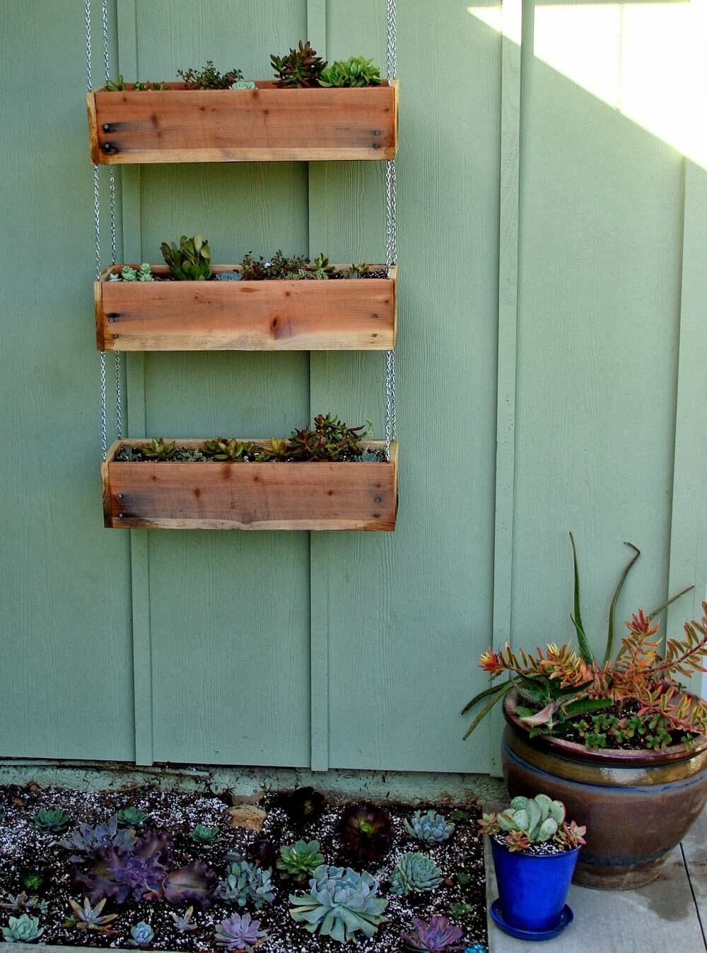 DIY Tiered Hanging Planter Boxes